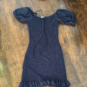 Elegant Black Puff Sleeve Dress